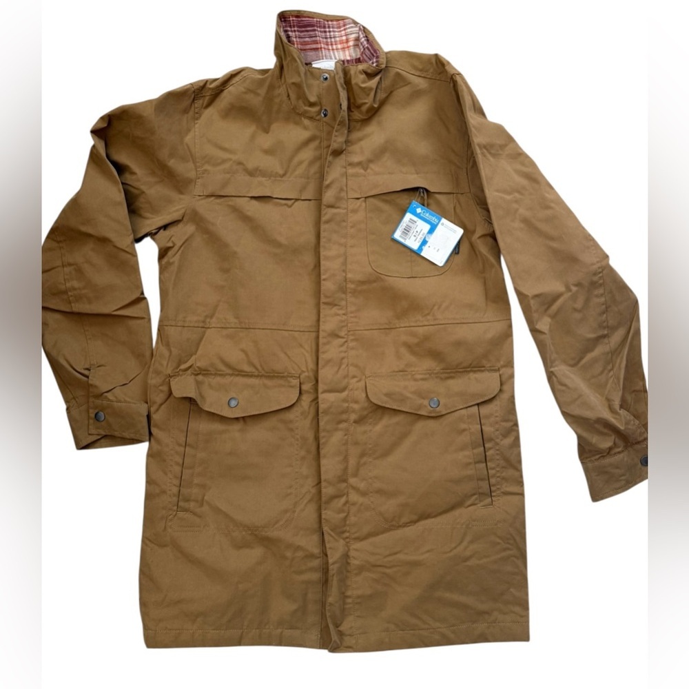 Columbia Aston Lodge Jacket Men’s Small Brown Plaid Lined Utility Coat NWT